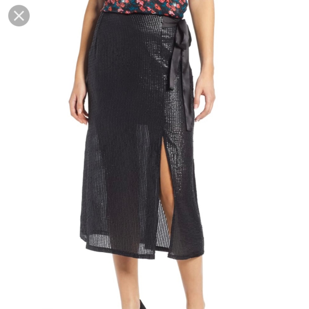 Something Navy - Black Sequin Skirt - XS